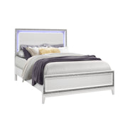 ALMERA Modern White 5-Piece Queen Bedroom Set with LED Lighting and Rubber Wood Construction