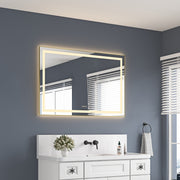48' x 32' LED Bathroom Mirror with Front and Backlight, Wall Mounted Vanity Mirror with Aluminum Frame, Anti-Fog, Memory, 3 Colors, Stepless Dimmable