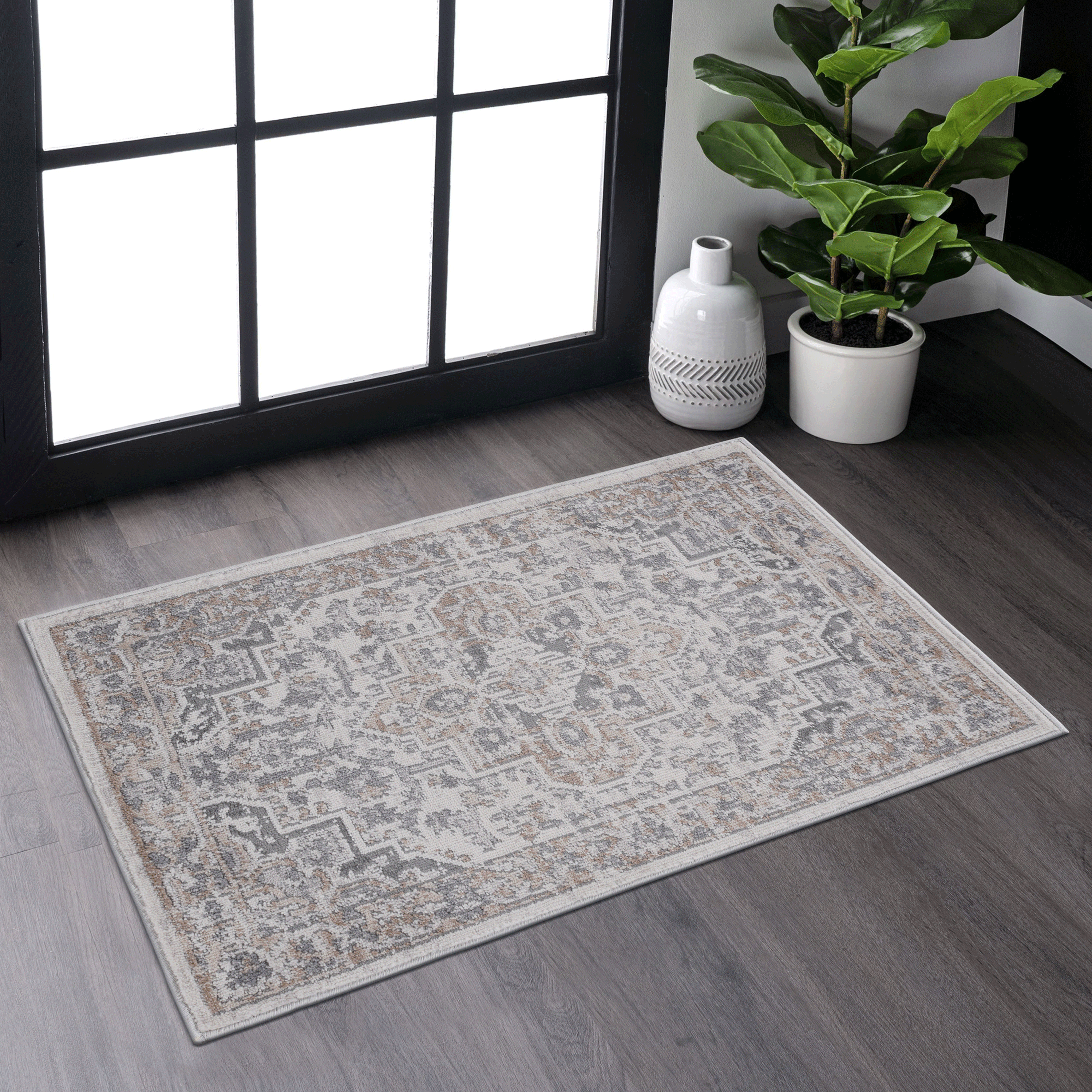 MARFI Collection 2X3 Ivory / Beige / Oriental Doormat Rug