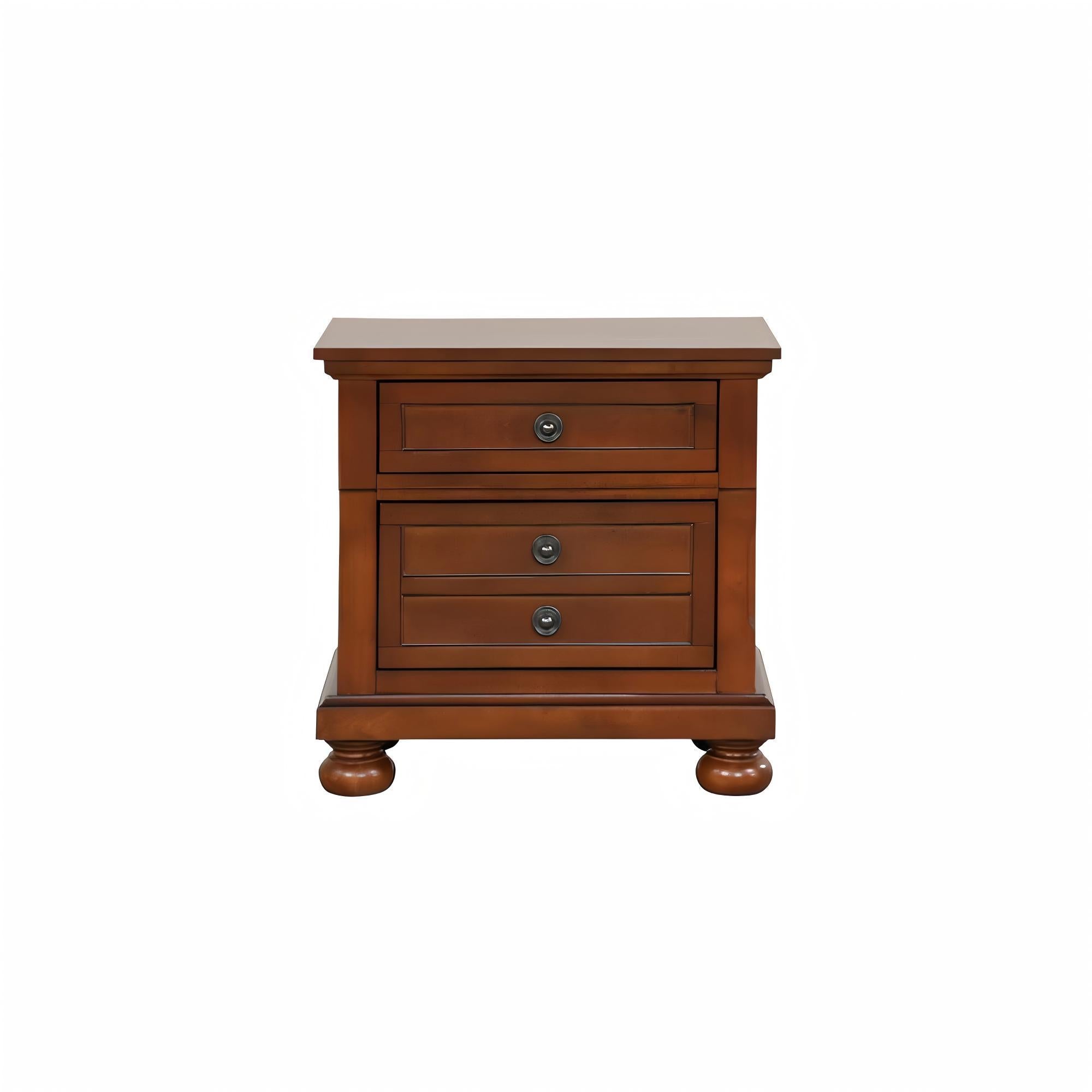 Sleek Modern Cherry Nightstand with Drawer and Warm Finish in Particle Board, 28 Inch Height