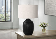 Lighting, 26'h, Table Lamp, Black Ceramic, Ivory / Cream Shade, Contemporary