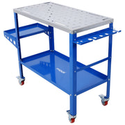 Welding Table 36'x18', 1200lbs Load Capacity Steel Welding Workbench Table on Wheels, Portable Work Bench with Braking Lockable Casters,  Tool Slots, 5/8-inch Fixture Holes, Tool Tray