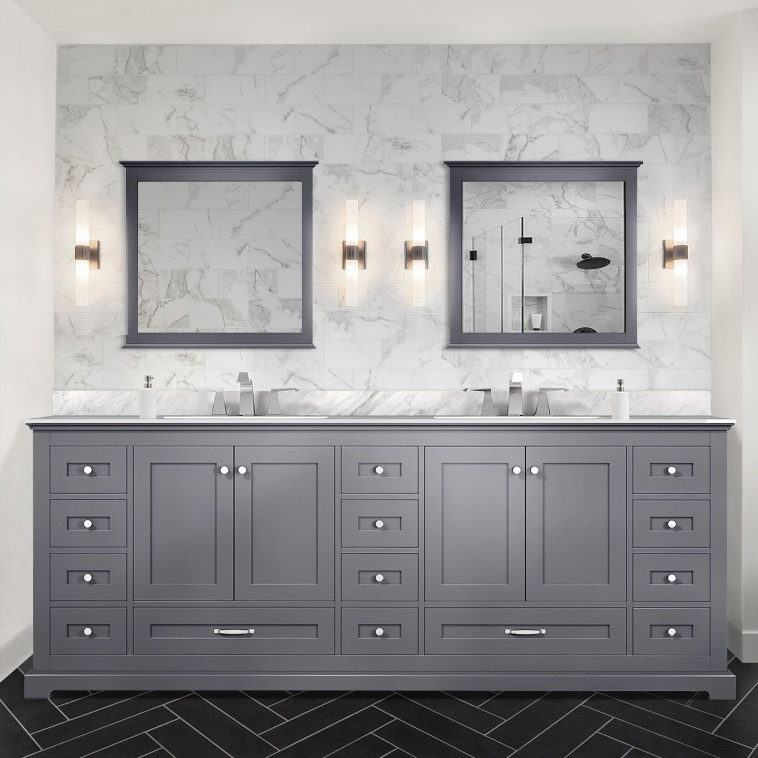 Dark Grey Double Bath Vanity 84 in. W x 22 in. D