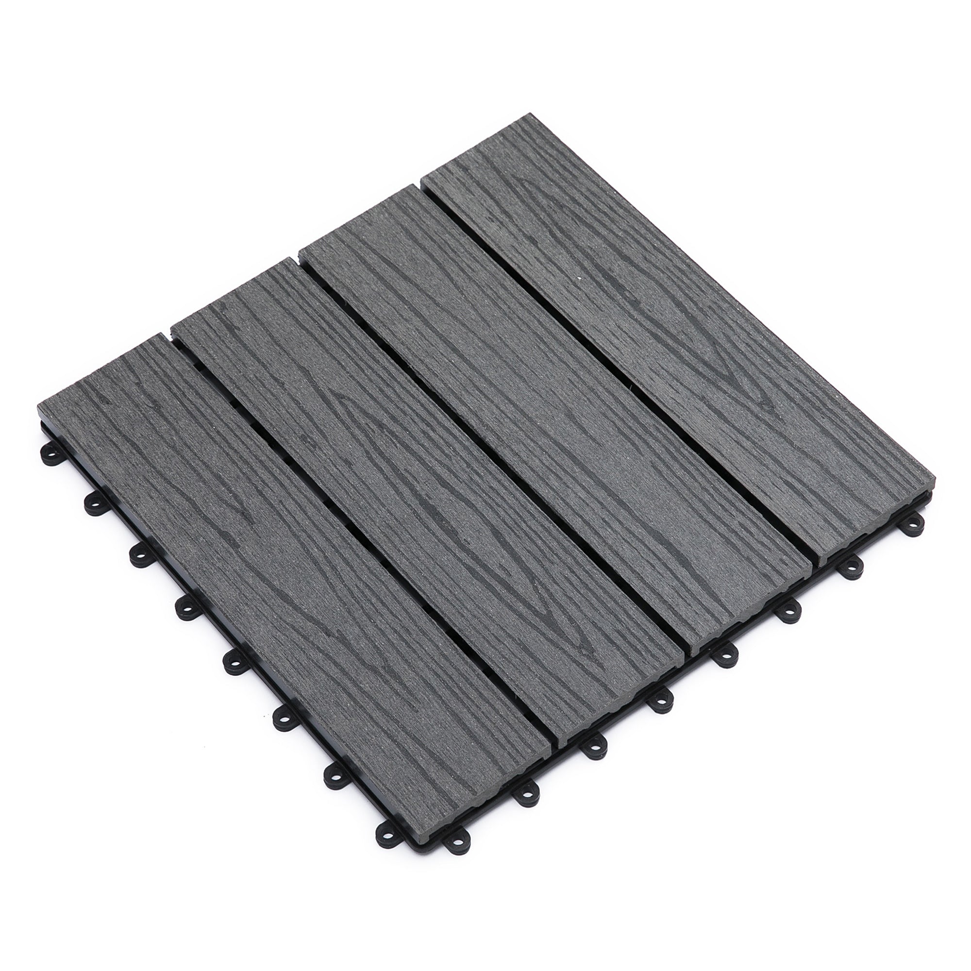 Outsunny Interlocking Deck Tiles, Pack of 11 Outdoor Flooring Patio Tiles, 12' x 12', All Weather for Porch, Balcony, Backyard for a New Classic Look, Grey