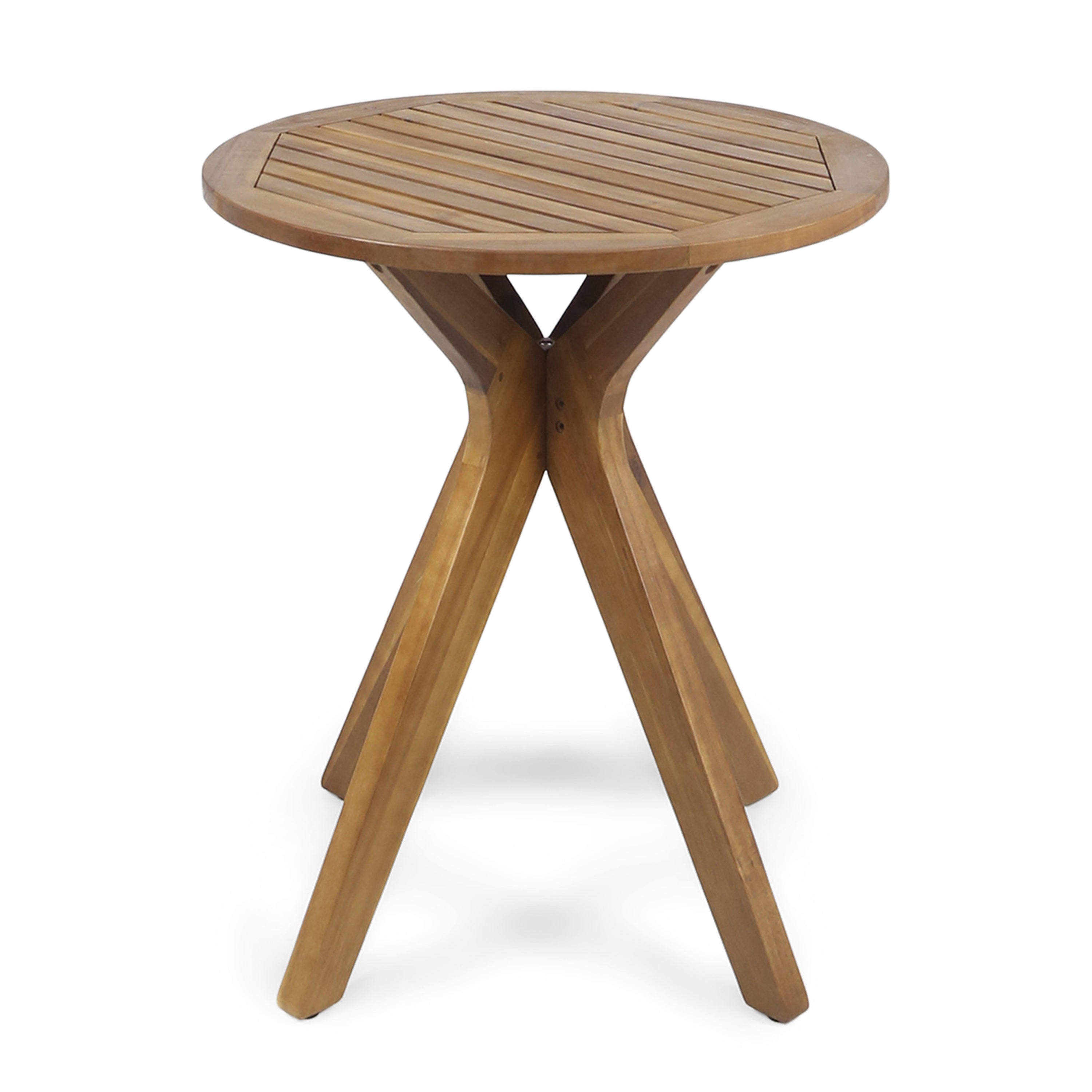 Stamford Outdoor Bistro Table 27.5 Inch Teak Acacia Wood X-Base