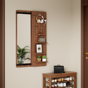 Wall Mounted Full Length Mirror, Full Body Mirror with Shelf, Full Body Mirror with Hook Wall Mounted Mirror with Multifunctional Design Panel, Bedroom/Living Room/Entrance Walnut (47.6*15.7in)