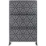 Outdoor & Indoor Privacy Screen Metal Privacy Screen 76' H×48' W, Freestanding Decorative Privacy Screen for Deck Balcony Patio, Privacy Fence Panels for Outside Lawn Garden PS115 BLACK