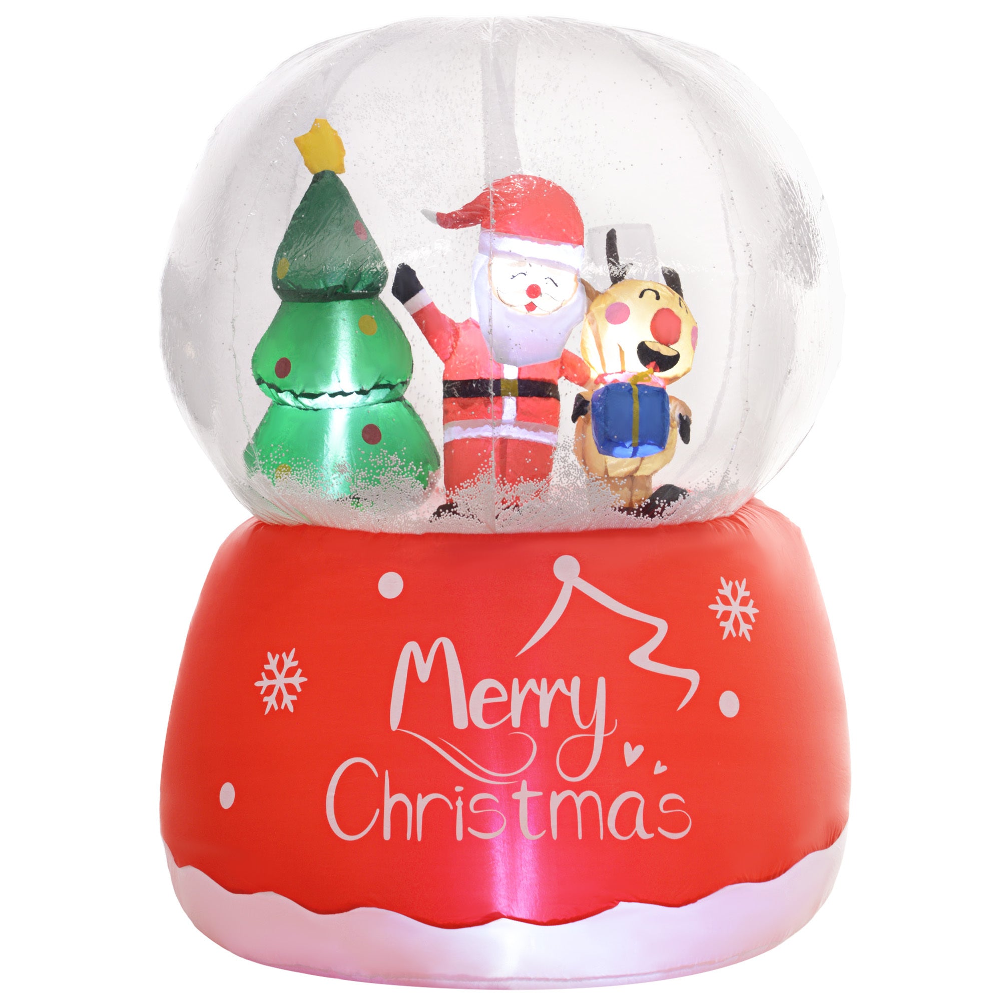 Outsunny 5.5FT Christmas Inflatable Crystal Ball with Santa Claus, Reindeer and Xmas Tree, Large Christmas Inflatables, Blow Up Christmas Decorations with LED Lights for Indoor, Outdoor