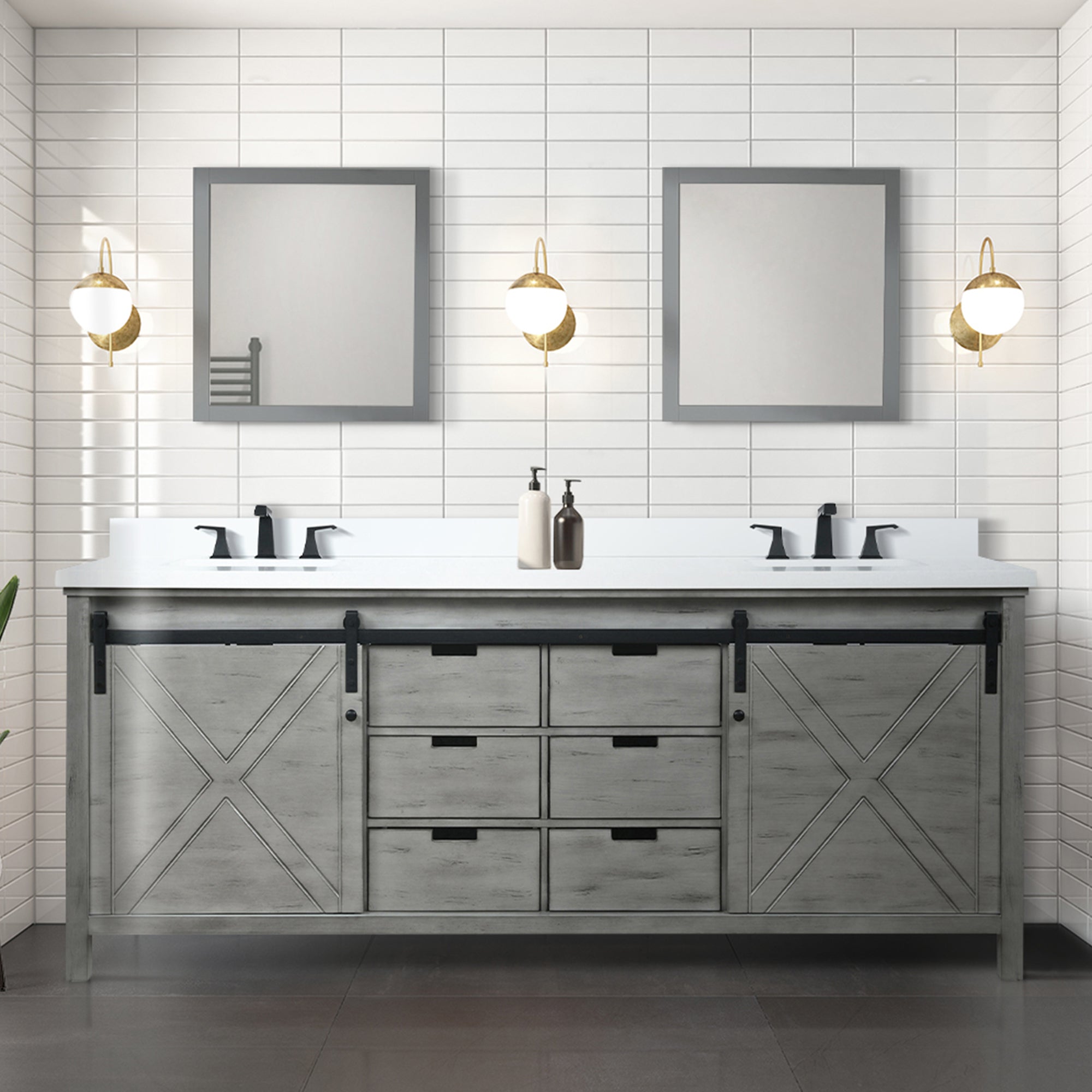 Ash Grey Double Bath Vanity 84 in. W x 22 in. D