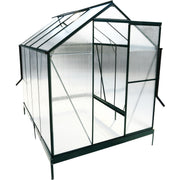 6.3'*8.2'*7' Polycarbonate Greenhouse, Heavy Duty Outdoor Aluminum Walk-in Green House Kit with Rain Gutter, Vent and Door for Backyard Garden, color green