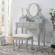 Ashley Wood Make-Up Vanity Table and Stool Set, Silver