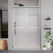 44-48*72 INCH Frame Double Sliding soft-close Shower Doors, Bathroom Sliding Shower Door,  (6mm) Thick SGCC Tempered Glass Door For Bathroom Door ,Brushed Nickel
