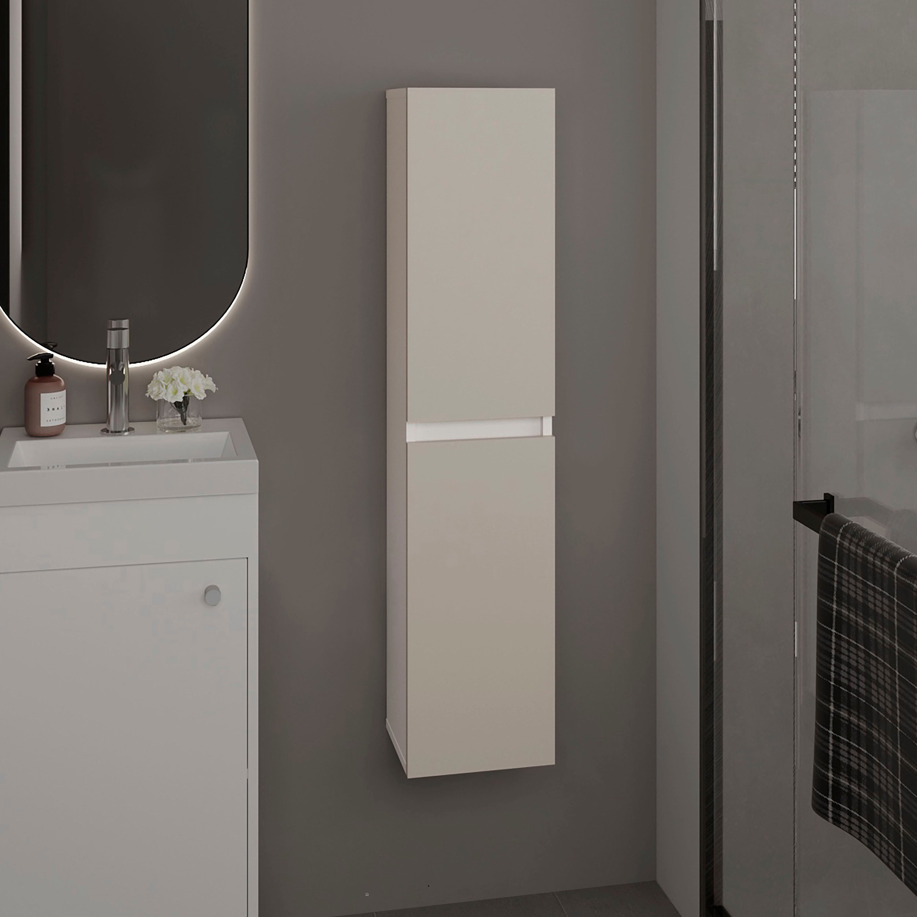 Bathroom Cabinet, 2 Doors, 4 Shelves, White