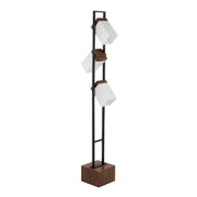 Bento 67.5' Contemporary Metal Floor Lamp in Black Metal and Walnut Wood with White Shade by LumiSource