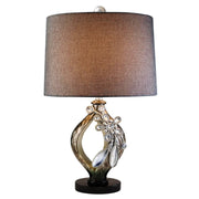 28.25' Tall Polyresin Table Lamp 'Balleria', Crystal and Glass Accent