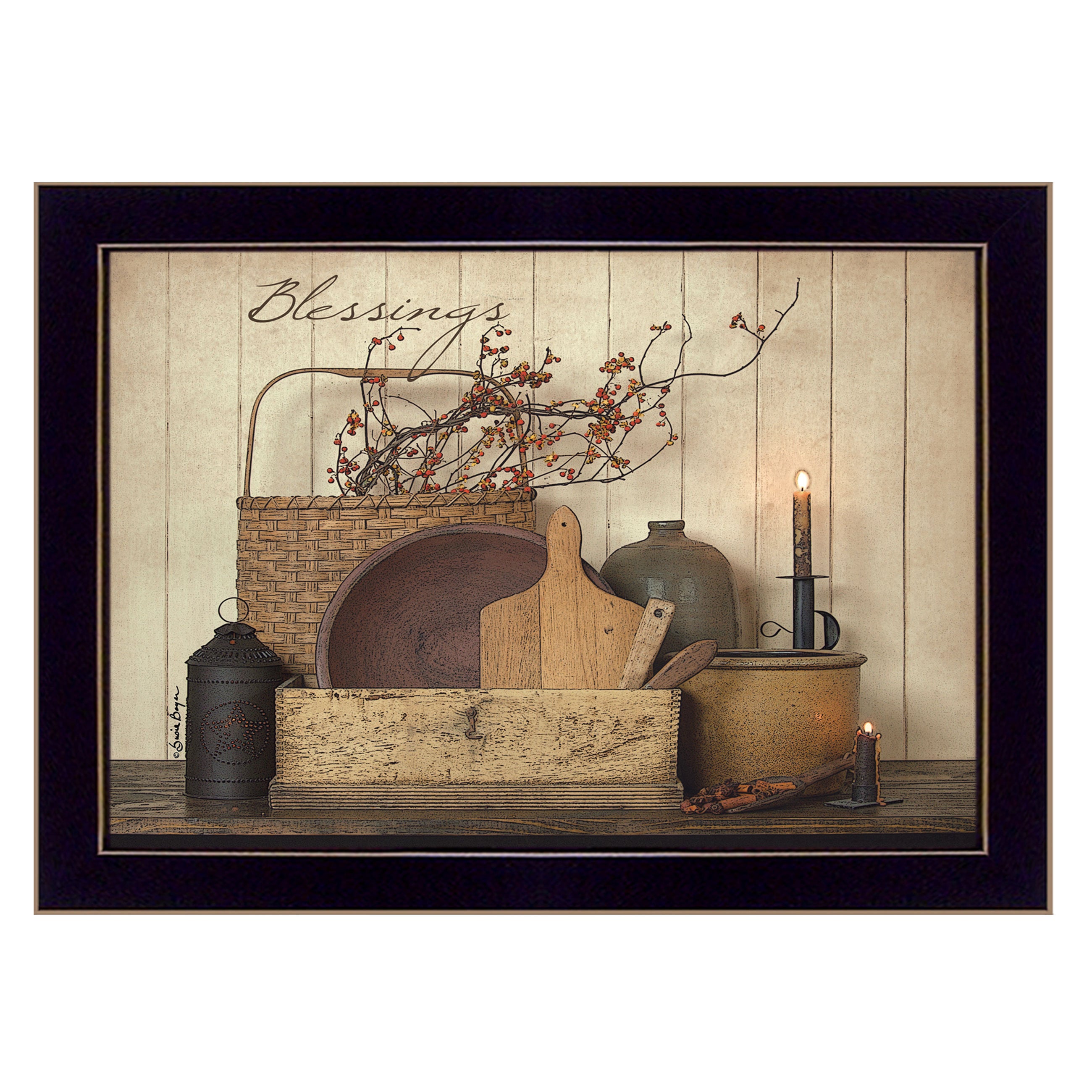 'Count your Blessing' By Susie Boyer, Ready to Hang Framed Print, Black Frame