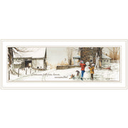 'Snowmen from Heaven' By John Rossini, Ready to Hang Framed Print, White Frame