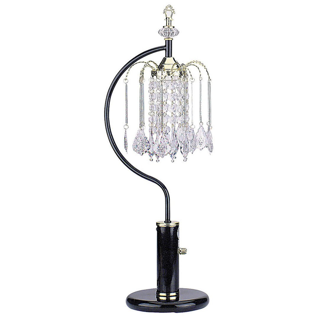 27' Tall Metal Table Lamp with Black finish, Crystal Chandelier Design