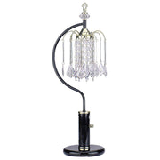 27' Tall Metal Table Lamp with Black finish, Crystal Chandelier Design