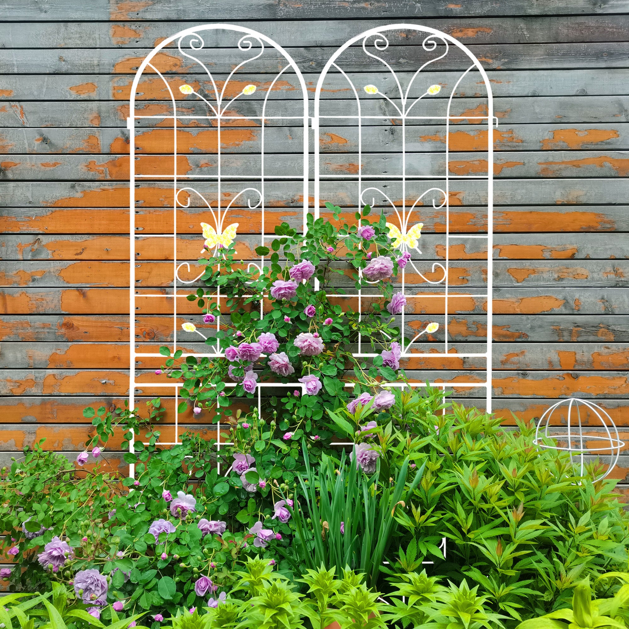 4 Pack Metal Garden Trellis 86.7' x 19.7' Rustproof Trellis for Climbing Plants Outdoor Flower Support Cream White