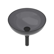 Artistic Tempered Glass Vessel Sink with Pop-up Drain in Grey, Smooth Rounded Edges, 15.94x15.94x5.31 Inch