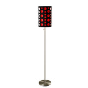 66' Tall Metal Floor Lamp, Retro design with Black and Red Shade