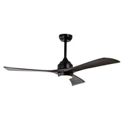 52' Ceiling Fan with Lights Remote Control,Quiet DC Motor 3 Blade Ceiling Fans 6 Speed Levels,Reversible Ceiling Fan, for Patio Living Room, Bedroom, Office,Indoor.(Matte Black +Black Walnut )