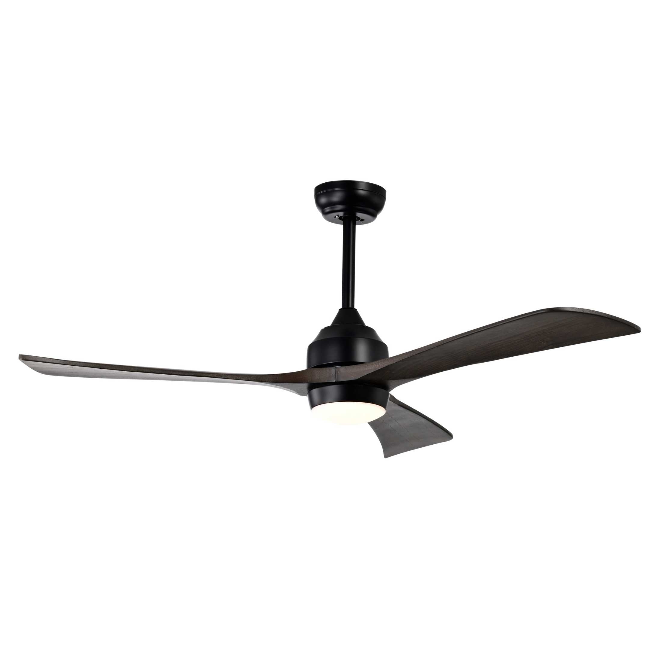52' Ceiling Fan with Lights Remote Control,Quiet DC Motor 3 Blade Ceiling Fans 6 Speed Levels,Reversible Ceiling Fan, for Patio Living Room, Bedroom, Office,Indoor.(Matte Black +Black Walnut )