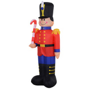 HOMCOM 6' Christmas Inflatable Nutcracker Toy Soldier with Candy Cane, Outdoor Blow-Up Yard Decoration with LED Lights Display
