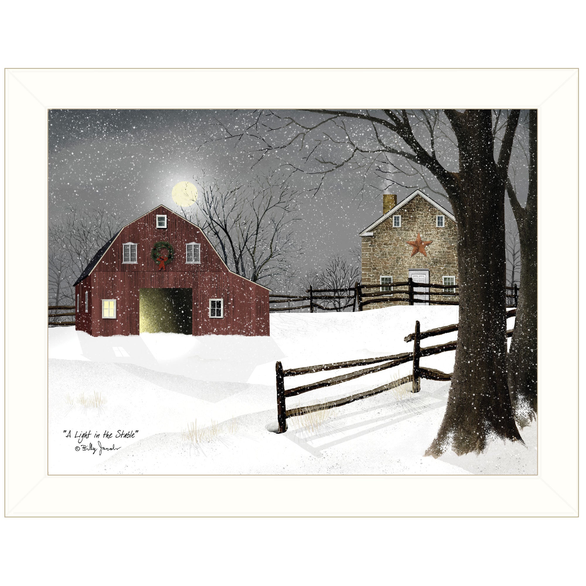 'Light in the Stable' by Billy Jacobs, Ready to Hang Framed Print, White Frame