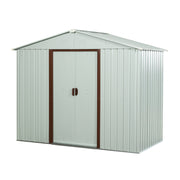 Outdoor Metal Storage Shed with Metal Foundation, White, Iron, 8ft x 4ft