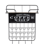 22.8x5.5x28.7' Black Floating Coffee Bar Shelf with Coffee Pod Holder, Hooks and Storage Shelf