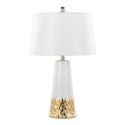 Penelope 22' Contemporary Ceramic Table Lamp with White & Gold Ceramic Body and White Shade by LumiSource