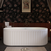 67' Freestanding Solid Surface Bathtub, Luxury Engineered Stone Resin Freestanding Soaking Bathtub with Overflow and Pop-up Drain cUPC Certified, Matte White 23S13-67