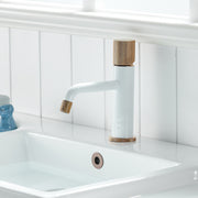 Modern White and Rose Gold Faucet Brass Bathroom Basin Faucet Design Deck Mounted Water Mixer Tap