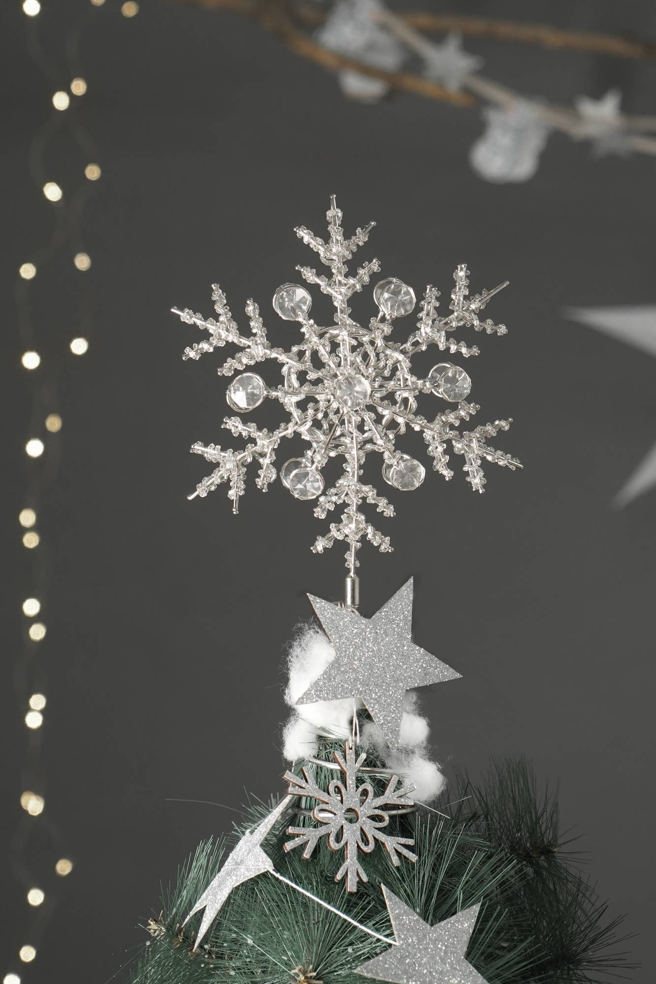 Expobazaar Snow Tree Topper (Case of 1) - Silver
