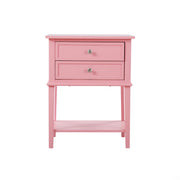 Contemporary Pink Nightstand with Open Shelf and Sturdy Particle Board Construction