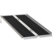 HOMCOM 5' Aluminum Portable Wheelchair Ramp for Home, Steps, Doorways, Folding Handicap Ramp, Skidproof Carpeted Threshold Ramp with Durability for Strong Load-Bearing, Carrying Handle