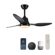 42' Smart Ceiling Fan with Lights Remote,Silent DC Motor,Voice Control via Alexa Google WIFI Phone,6-Speed,Outdoor Indoor Modern  Ceiling Fans for Living Room Bedroom Patio