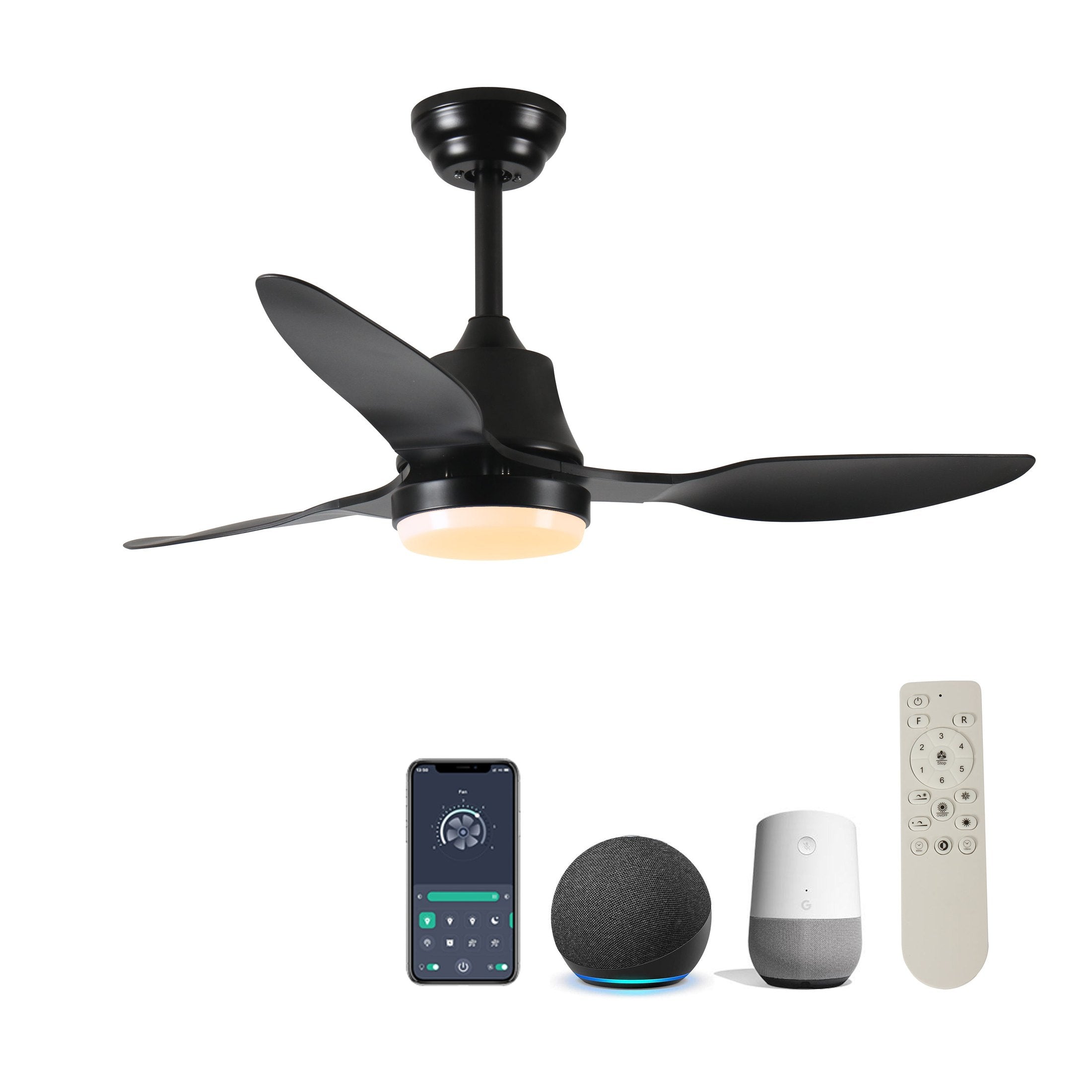 42' Smart Ceiling Fan with Lights Remote,Silent DC Motor,Voice Control via Alexa Google WIFI Phone,6-Speed,Outdoor Indoor Modern  Ceiling Fans for Living Room Bedroom Patio