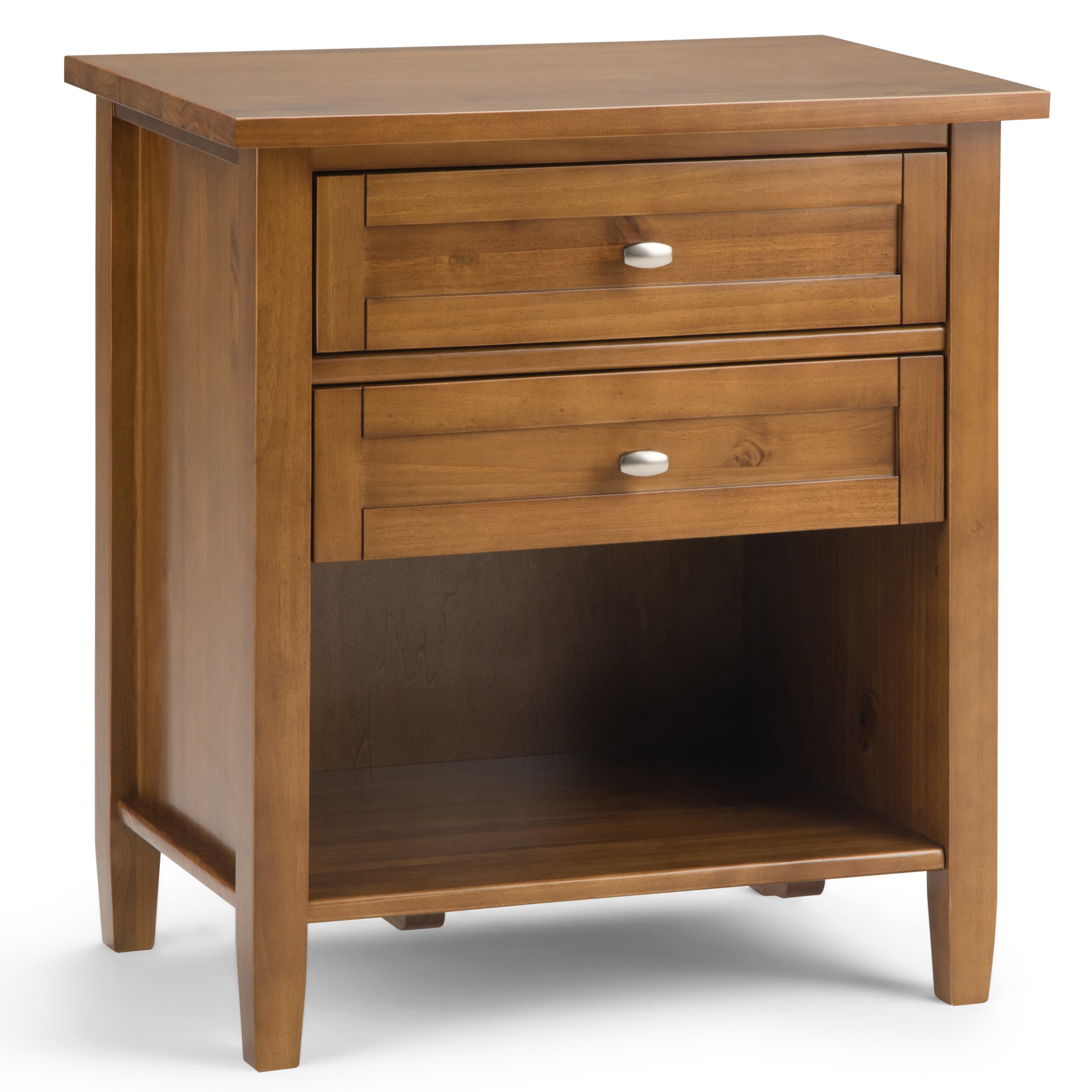 Warm Shaker Solid Wood 24 inch Wide Transitional Nightstand in Light Golden Brown