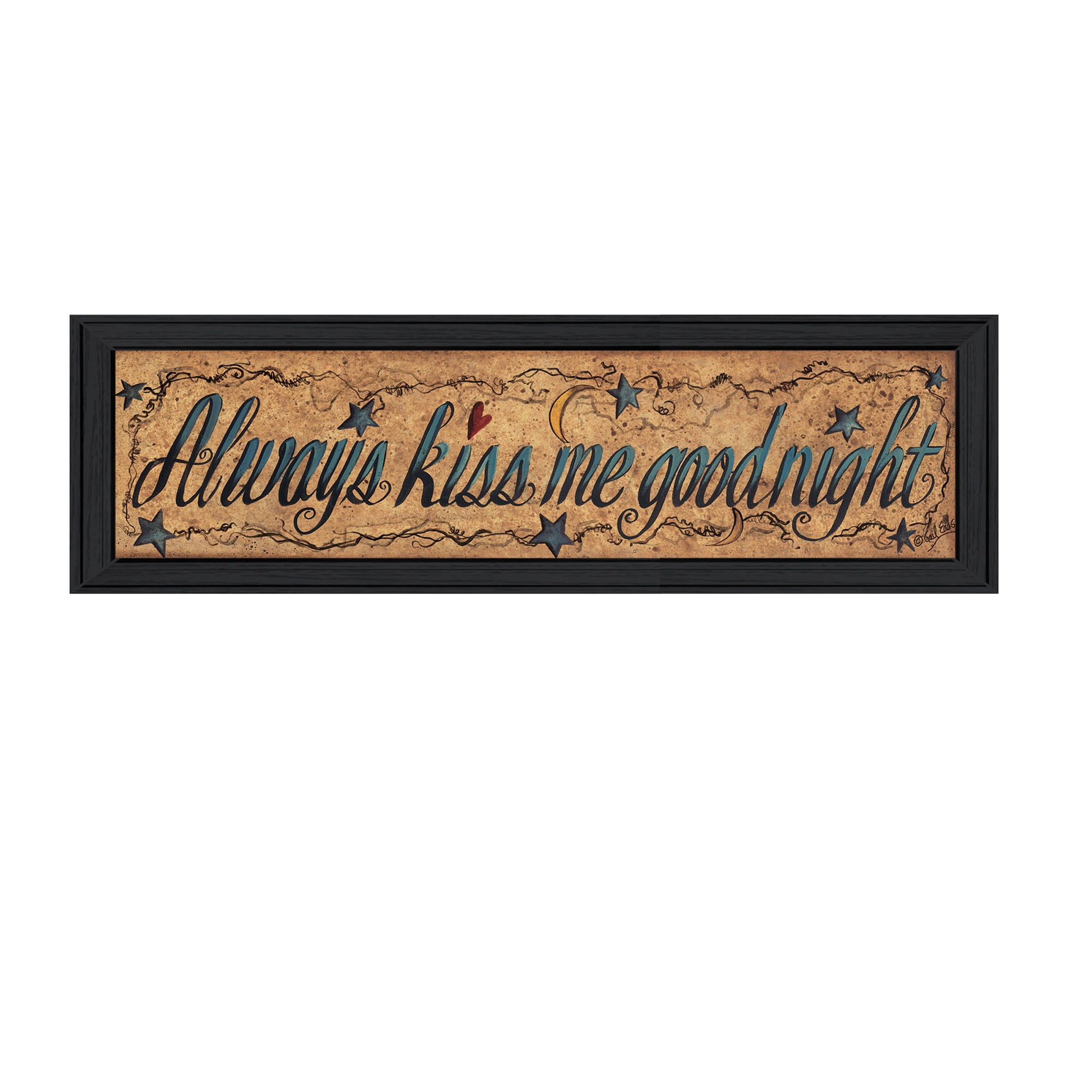 'Always Kiss Me Goodnight' By Gail Eads, Printed Wall Art, Ready To Hang Framed Poster, Black Frame