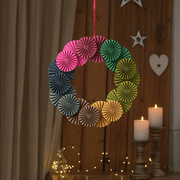 Handcrafted Holiday Paper Blossom Wreath – Multicolor Festive Decor
