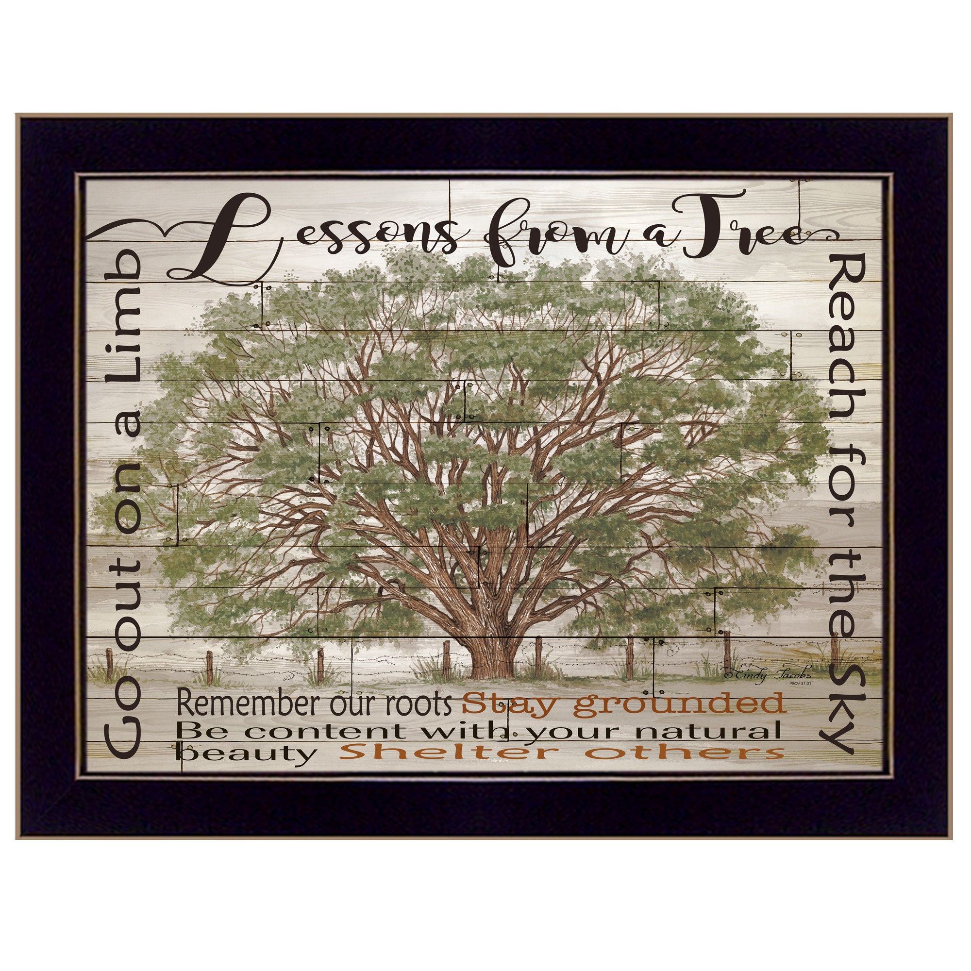 'Lessons from a Tree' by Cindy Jacobs, Ready to Hang Framed Print, Black Frame