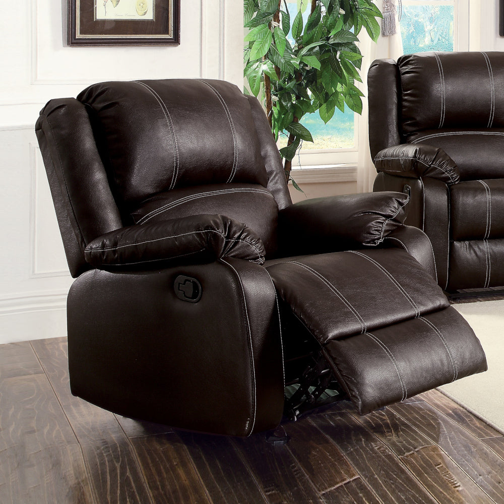 Zuriel Brown Synthetic Leather Recliner Chair