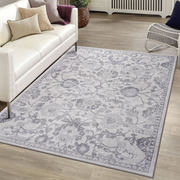 LOOM & LUXE Collection 8X10 Grey/Silver/Oriental Non-Shedding Living Room Bedroom Dining Home Office Stylish and Stain Resistant Area Rug