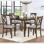 Elegant 5-piece Wooden Dining Table Set with 4 Chairs, Dining Table Set for 4 People, Modern 4 Person Dining Table Set for Living Room, Kitchen and Dining Room, Walnut