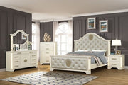 JASMINE Queen 5 Pc Unique LED Bedroom Set made with Wood in Beige (CA INVENTORY)