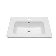 White Rectangular Single Vanity Top with 1 Faucet Hole and Overflow - Ceramic, 28 x 19 inches