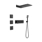Wall Mounted Waterfall Rain Shower System With 3 Body Sprays & Handheld Shower